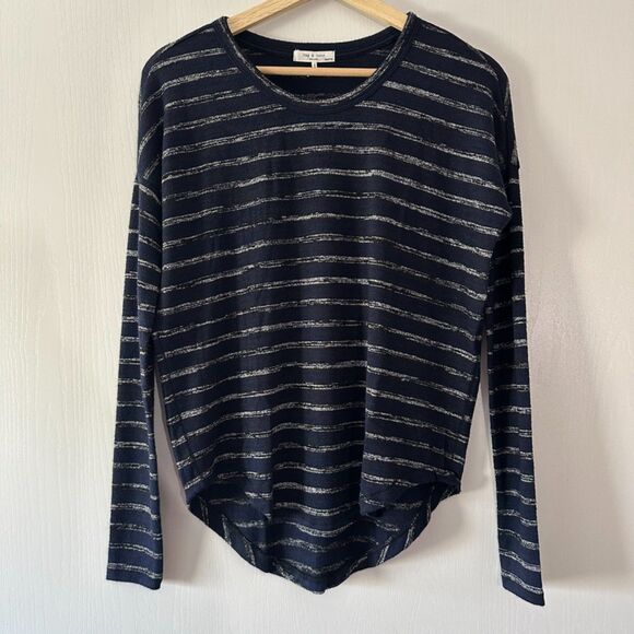 Rag & Bone Womens Blue Striped Long Sleeve Casual Tunic Rayon Blend Soft Sz XXS - Picture 1 of 6